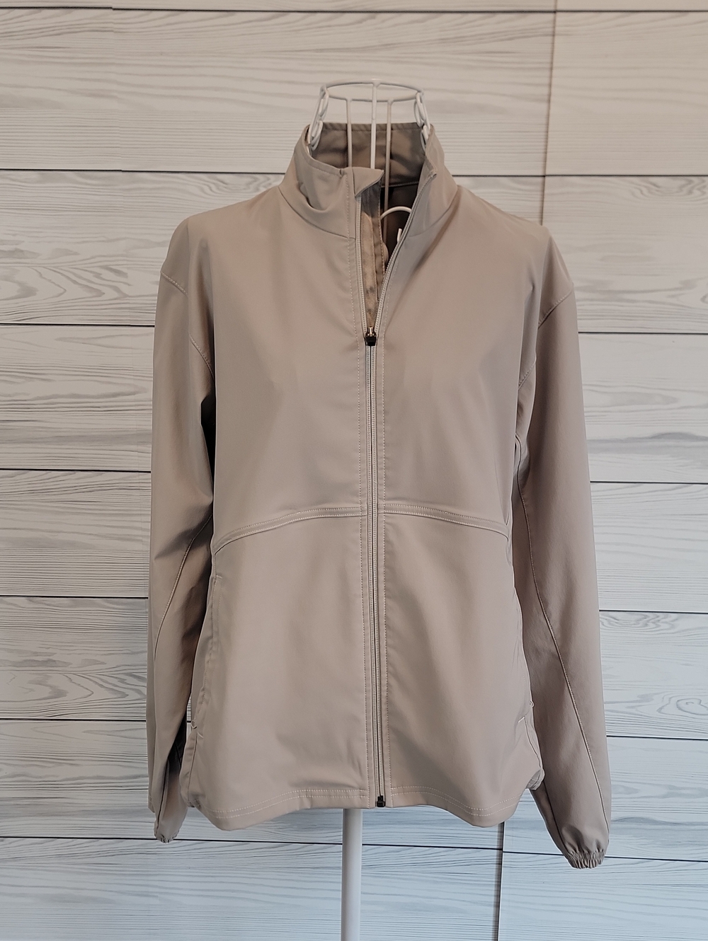 Zero Restrictions Golf Jacket Tour Series - Taupe Women's Zip-Front Size L